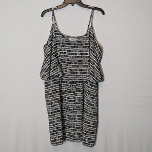 OLD NAVY Black/White Print Spaghetti Strap Off-Shoulder Tank Dress Size XXL